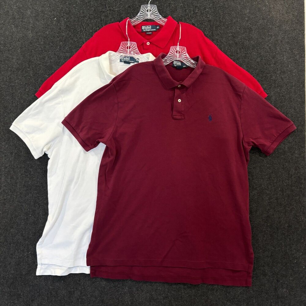Polo Ralph Lauren Shirt Men's XL Solid Casual Small Pony Preppy Golf Lot of 3